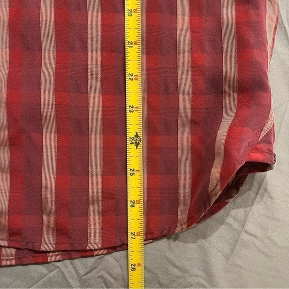 REI Mens Long Sleeve Shirt, Red Burgundy Tan Stripe, size small - Picture 7 of 7